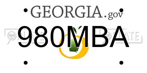 980MBA Georgia License Plate