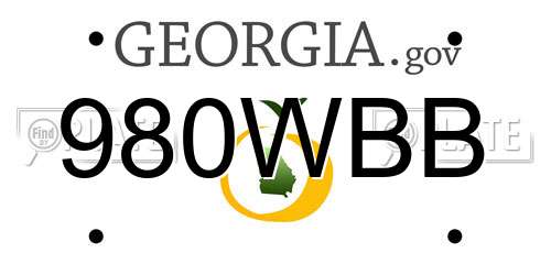 980WBB Georgia License Plate