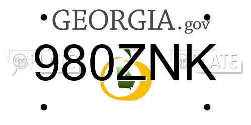 980ZNK Georgia License Plate