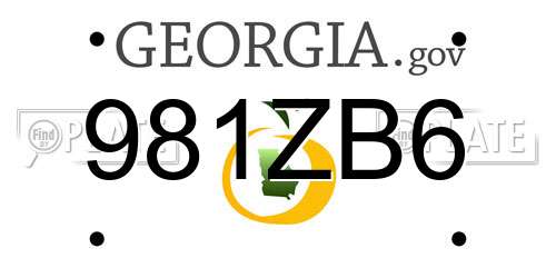 981ZB6 Georgia License Plate