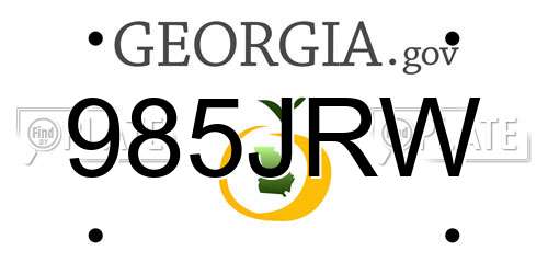 985JRW Georgia License Plate
