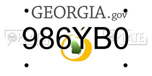 986YB0 Georgia License Plate