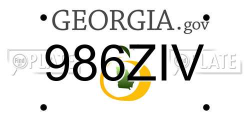 986ZIV Georgia License Plate