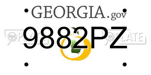 9882PZ Georgia License Plate