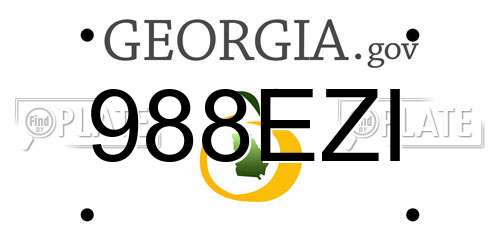 988EZI Georgia License Plate