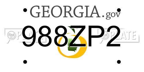 988ZP2 Georgia License Plate