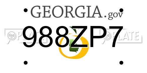 988ZP7 Georgia License Plate