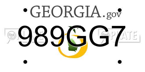 989GG7 Georgia License Plate