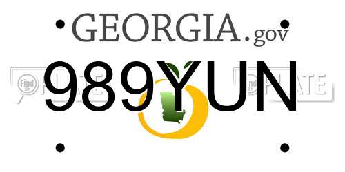 989YUN Georgia License Plate