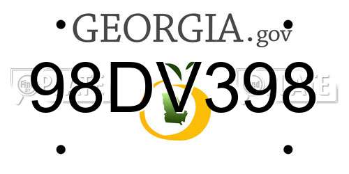 98DV398 Georgia License Plate