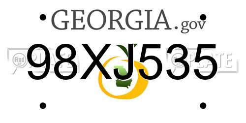 98XJ535 Georgia License Plate