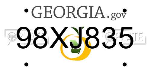 98XJ835 Georgia License Plate