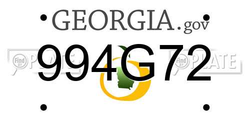 994G72 Georgia License Plate
