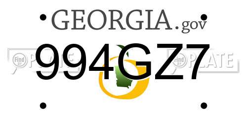 994GZ7 Georgia License Plate