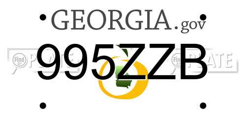 995ZZB Georgia License Plate