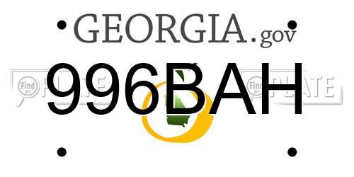 996BAH Georgia License Plate