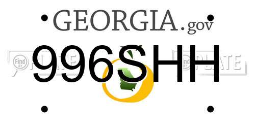 996SHH Georgia License Plate