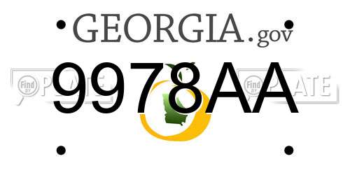 9978AA Georgia License Plate