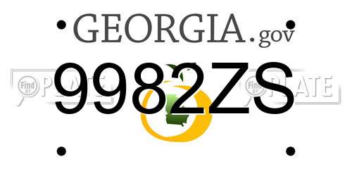 9982ZS Georgia License Plate