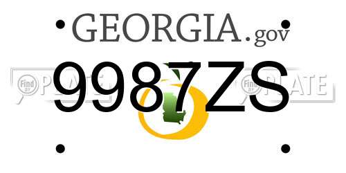 9987ZS Georgia License Plate