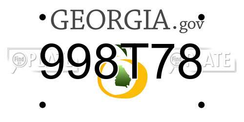998T78 Georgia License Plate