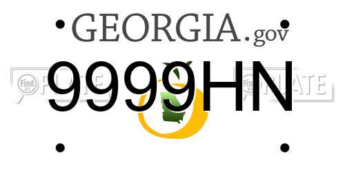 9999HN Georgia License Plate