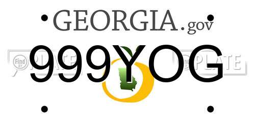 999YOG Georgia License Plate