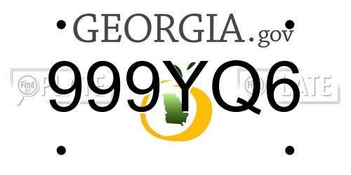 999YQ6 Georgia License Plate