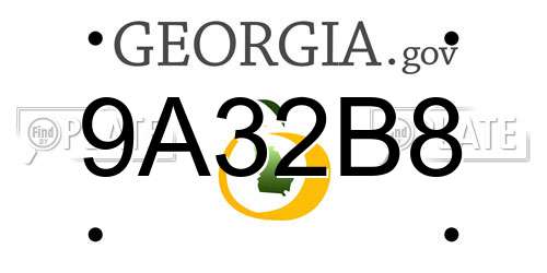 9A32B8 Georgia License Plate
