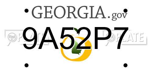 9A52P7 Georgia License Plate