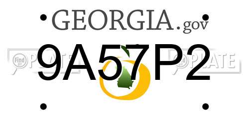9A57P2 Georgia License Plate