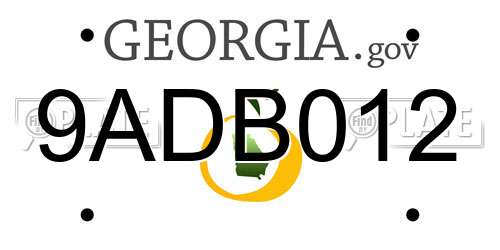 9ADB012 Georgia License Plate