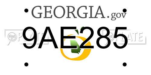 9AE285 Georgia License Plate