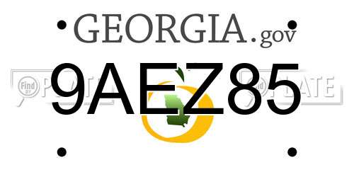 9AEZ85 Georgia License Plate