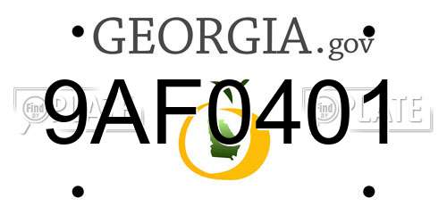 9AF0401 Georgia License Plate