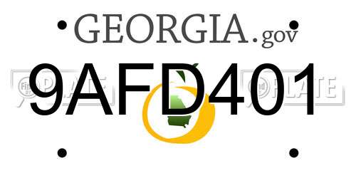 9AFD401 Georgia License Plate