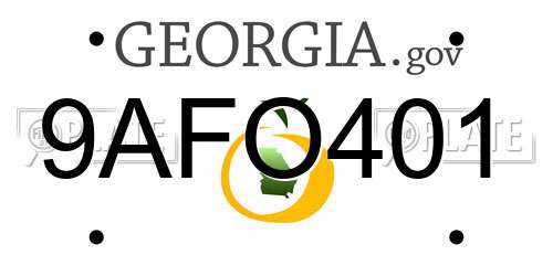 9AFO401 Georgia License Plate