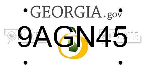 9AGN45 Georgia License Plate