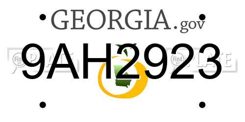 9AH2923 Georgia License Plate