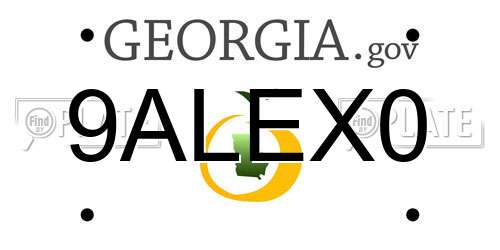 9ALEX0 Georgia License Plate