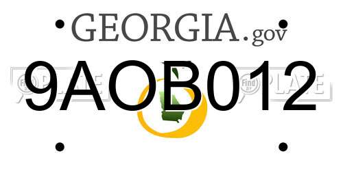 9AOB012 Georgia License Plate