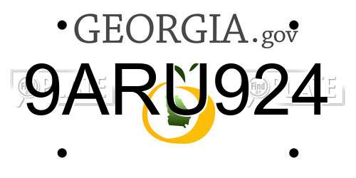 9ARU924 Georgia License Plate