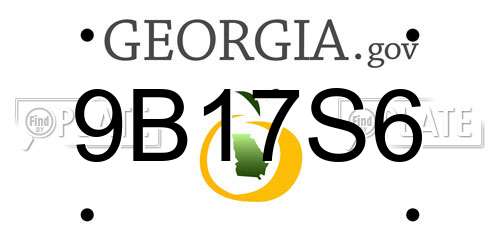 9B17S6 Georgia License Plate