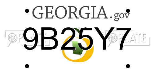 9B25Y7 Georgia License Plate