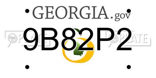 9B82P2 Georgia License Plate