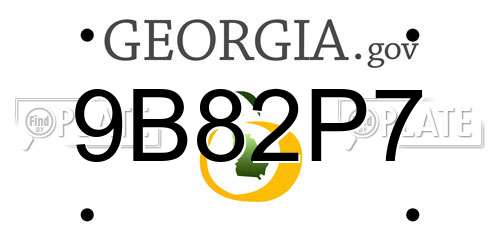 9B82P7 Georgia License Plate