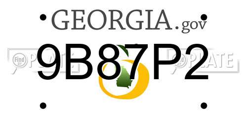 9B87P2 Georgia License Plate