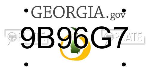 9B96G7 Georgia License Plate
