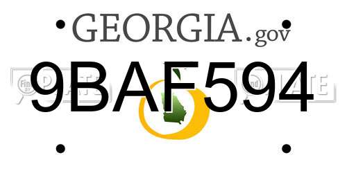 9BAF594 Georgia License Plate