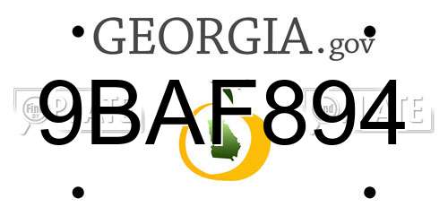 9BAF894 Georgia License Plate